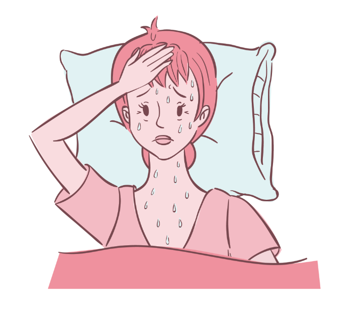 Woman suffering night sweats