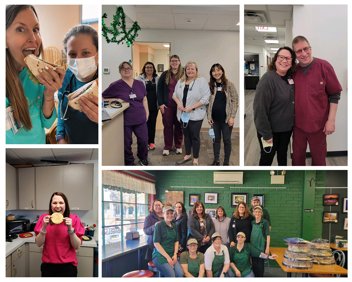 Laurel Health 2023 Doctors' Day Celebration Collage featuring Laurel Health providers smiling and enjoying lunch together