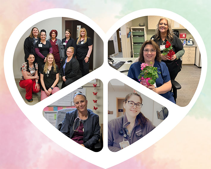 Photos of Laurel Health Nurses Laid out in a Heart Collage